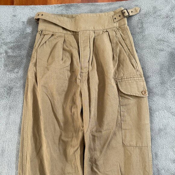 Banana Republic Khakis High Rise Pleated Wide Straight Leg Pants 2 Cargo Linen - Picture 2 of 9